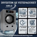 Infografikë ROI për lavatriçe industriale Fagor LA-45 nga ARLA Professional Cleaning – Kursim 20% ujë dhe detergjent, centrifugim 450G dhe konstruksion inoksi AISI-304.